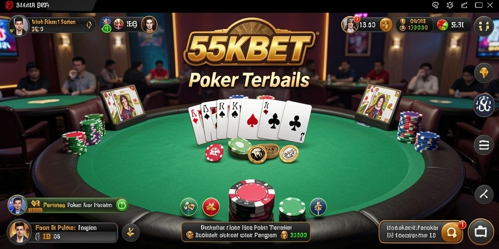 Tampilan gameplay Poker seru di 55KBET.