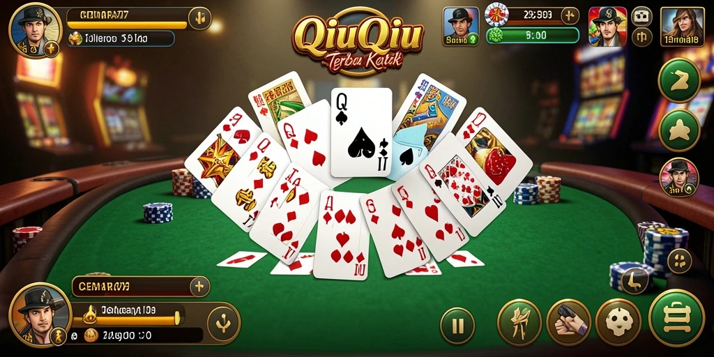 Tampilan gameplay seru CEMARA77 dengan kartu QiuQiu.