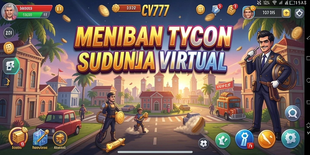 Screenshot permainan CV777 yang menampilkan aksi membangun kerajaan bisnis.