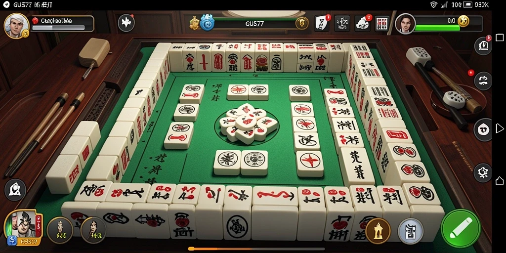 Screenshot GUS77 menunjukkan gameplay seru dan menantang di Mahjong.