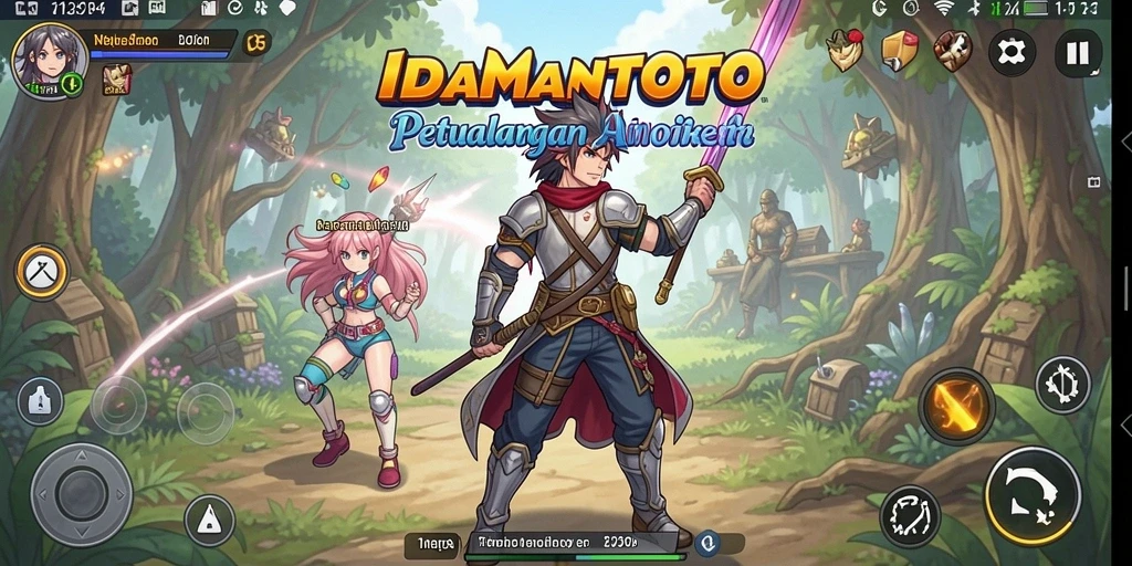Tangkapan layar gameplay <strong>IDAMANTOTO</strong> menampilkan pertarungan karakter anime yang spektakuler.